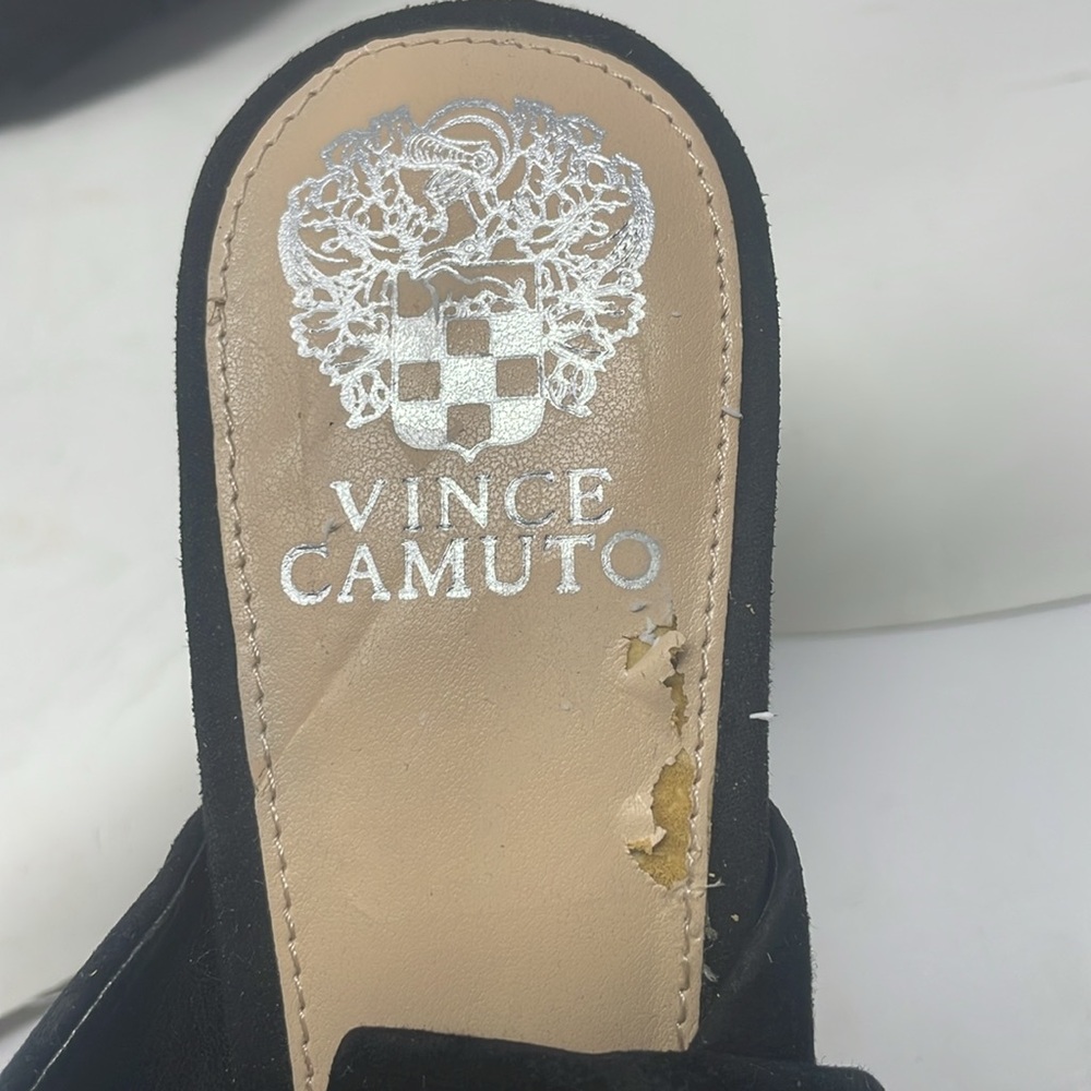 Vince Camuto Black Faux Suede Mule Heels Size 11 - Picture 9 of 13
